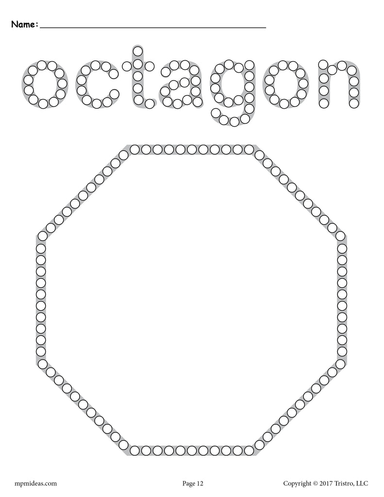 Octagon Q Tip Painting Printable Octagon Worksheet Coloring Page