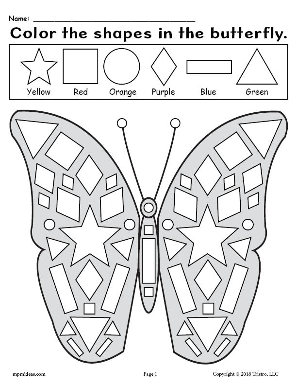 printable butterfly shapes coloring pages