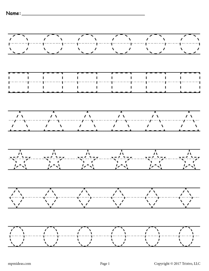 free printable kindergarten tracing worksheets