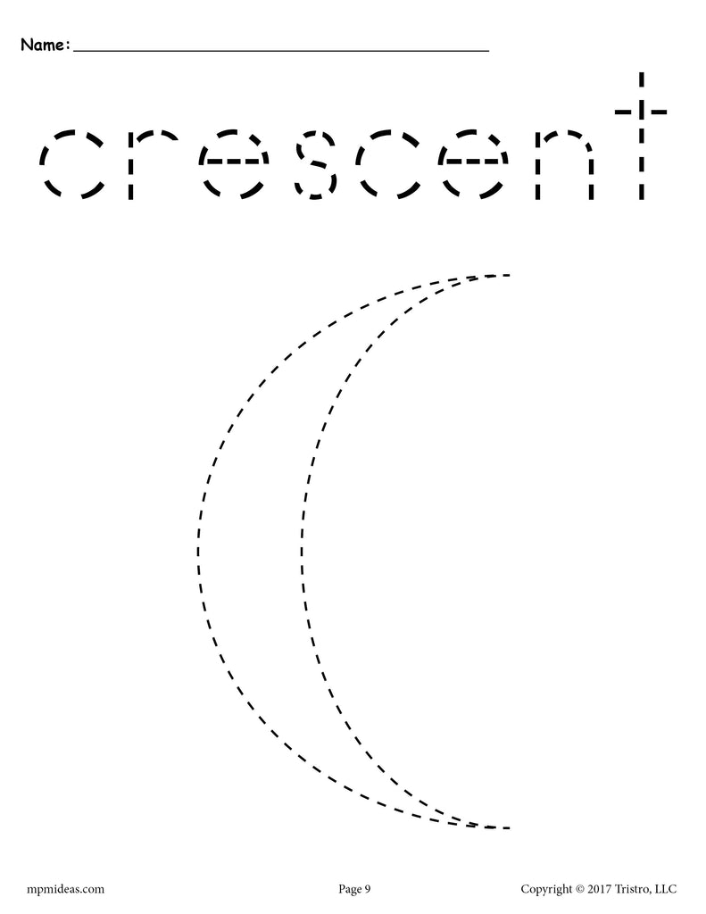 FREE Crescent Tracing Worksheet