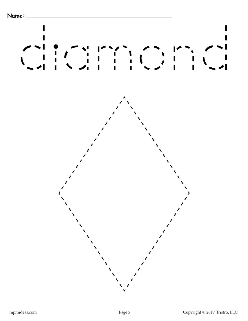 Diamond Tracing Worksheet Printable Tracing Shapes Worksheets SupplyMe