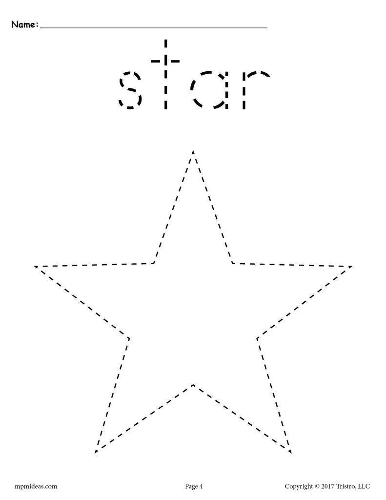 star tracing worksheet printable tracing shapes worksheets supplyme