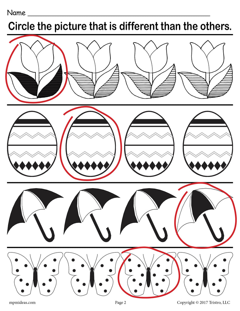 "Spot the Difference" FREE Printable Spring Themed Worksheet! – SupplyMe