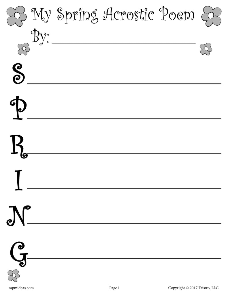 Spring Acrostic Poem Printable!