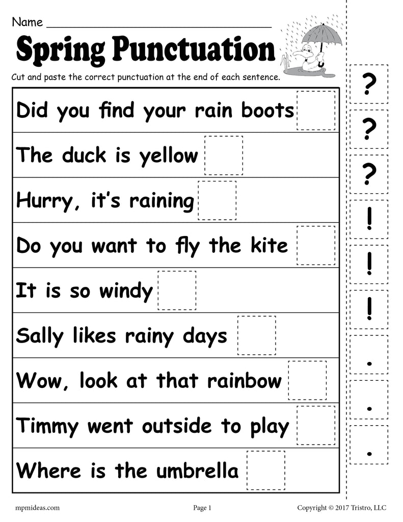 Free Printable Punctuation Worksheets For 4th Grade