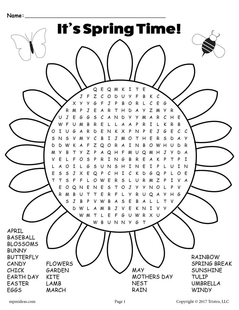 Download FREE Printable Spring Word Search! - SupplyMe