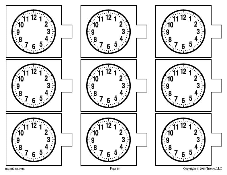 Blank Analog Clocks Telling Time Activity Page