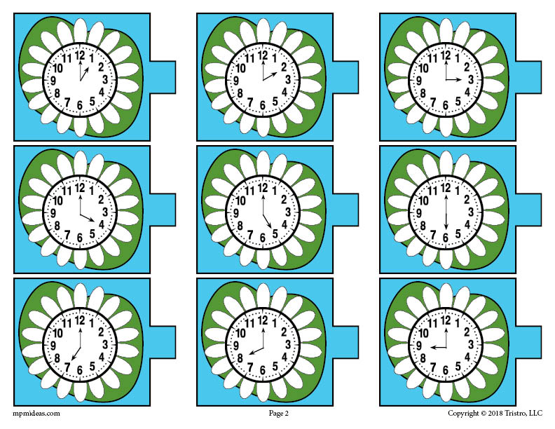 Lily Pad Analog Clocks Telling Time Activity Page
