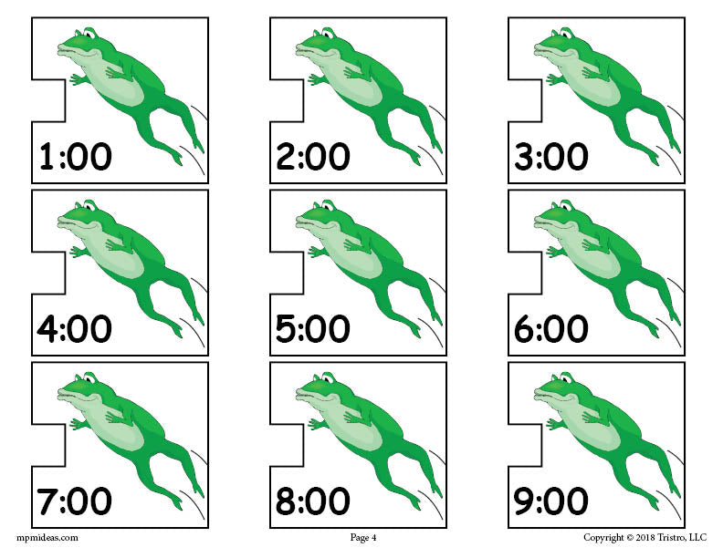 Frogs Digital Clocks Telling Time Activity Page