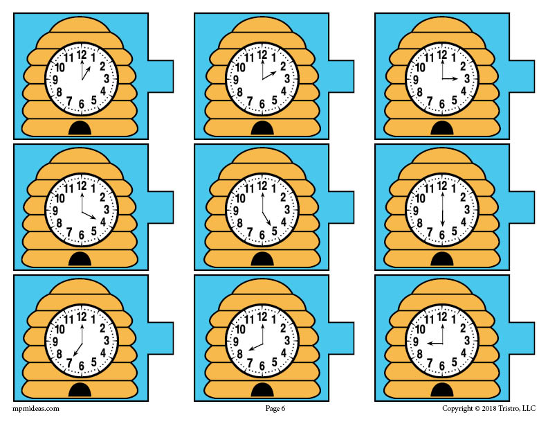 Beehive Analog Clocks Telling Time Activity Page