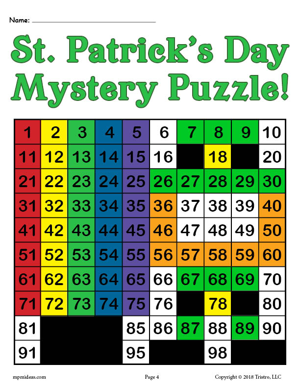 Completed St. Patrick's Day Mystery Puzzle