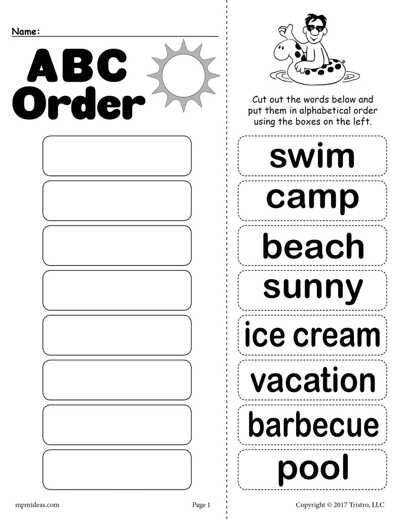 Names Alphabetical Order Worksheets With Answers This Page Contains 