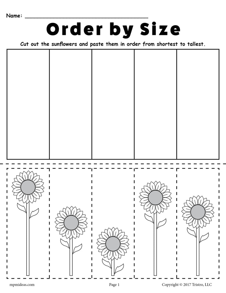 Sorting by size: big & Small activity worksheet 