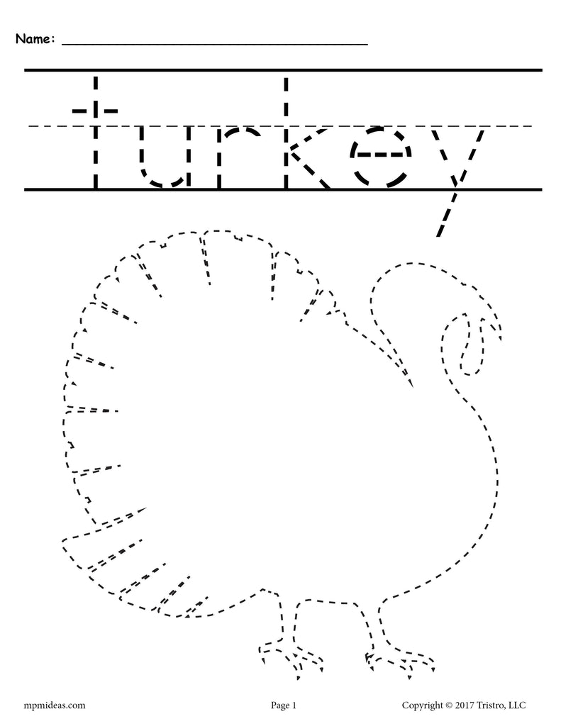 8 Printable Thanksgiving Tracing Worksheets & Handwriting Worksheets