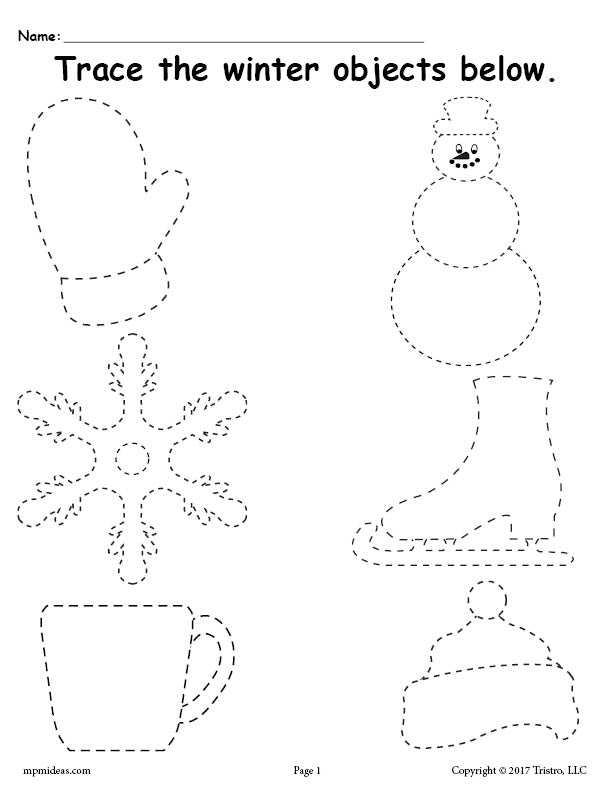 Printable Winter Tracing Worksheet! – Supplyme