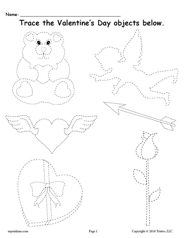 FREE Printable Valentine's Day Tracing Worksheet!