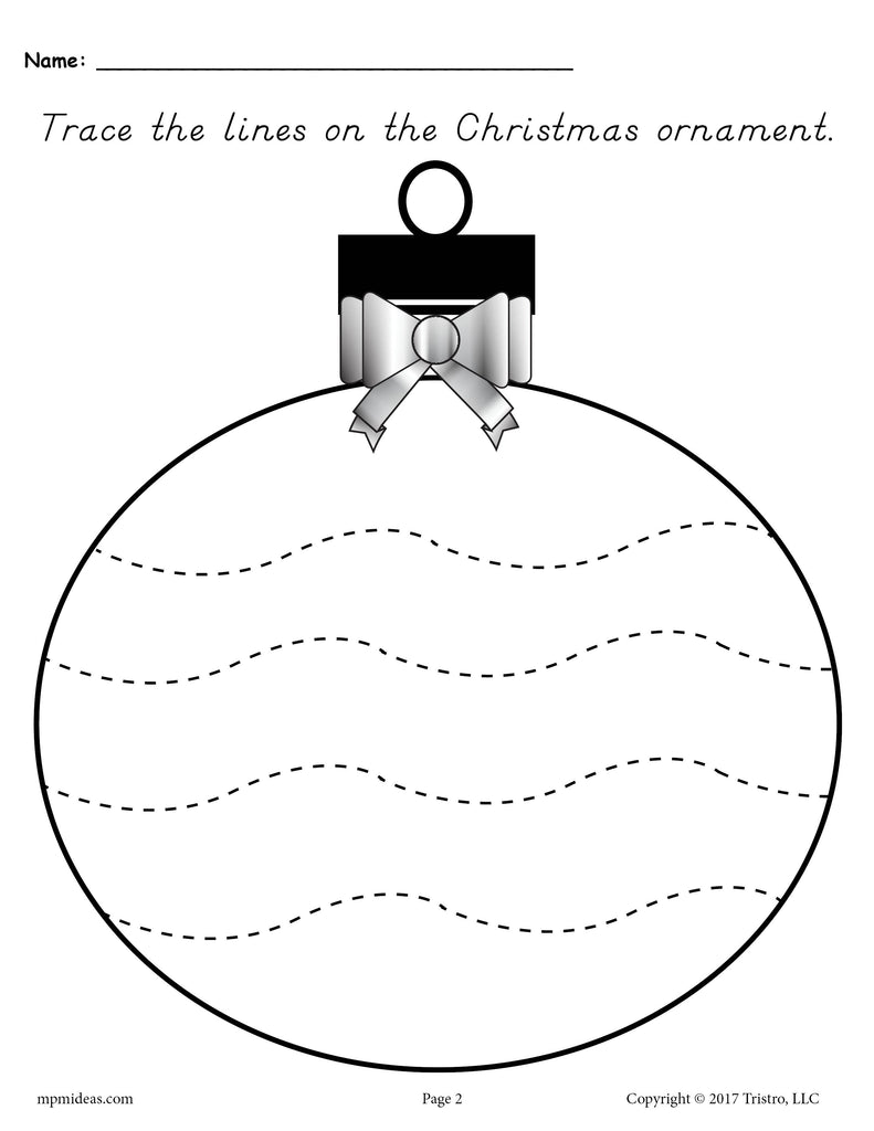 FREE Printable Christmas Ornament Line Tracing Worksheets ...