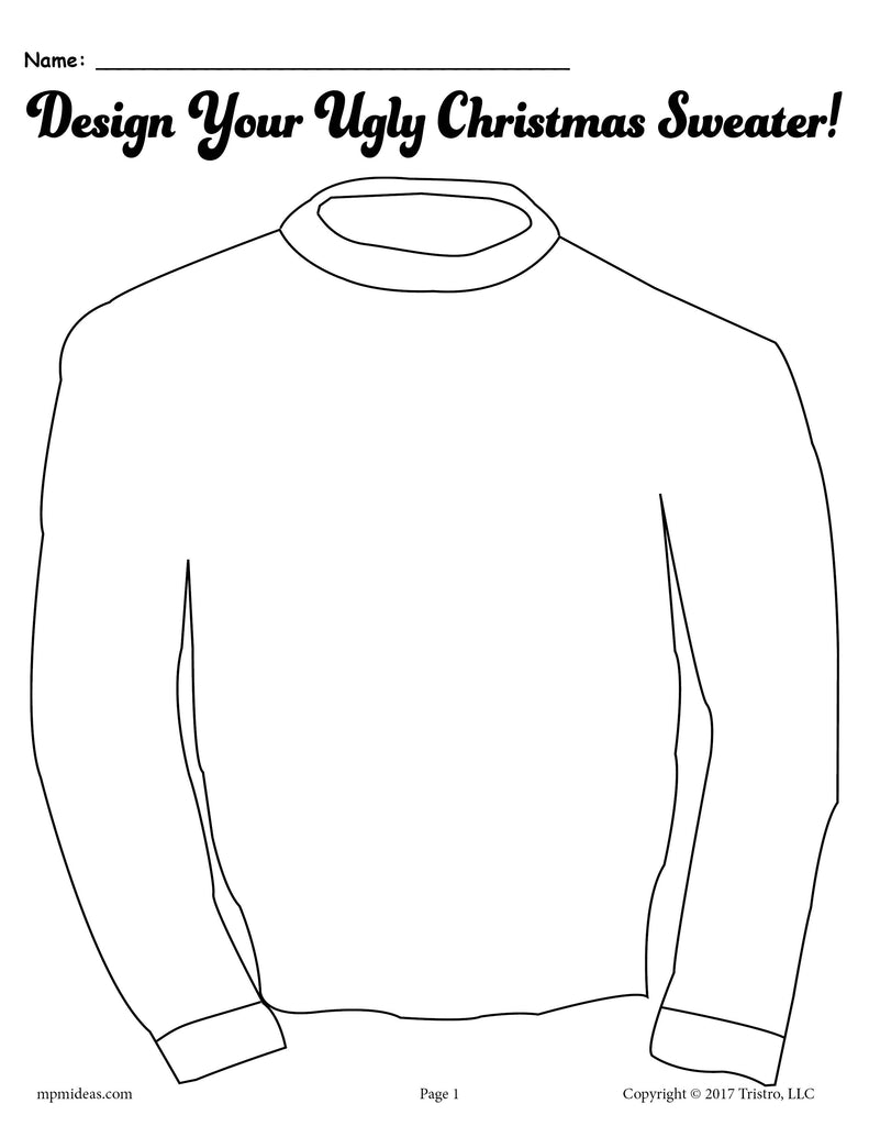 Ugly Christmas Sweater Template Free Printable