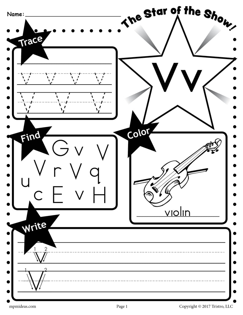 Letter V Worksheet: Tracing, Coloring, Writing & More! – SupplyMe