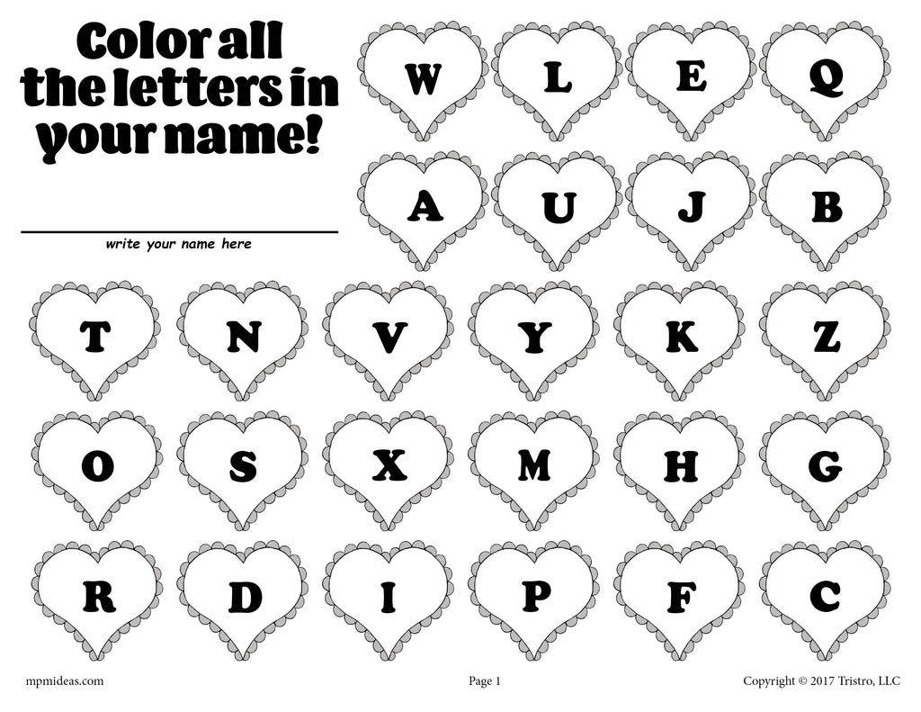 "Find & Color The Letters In Your Name" Valentine's Day ...