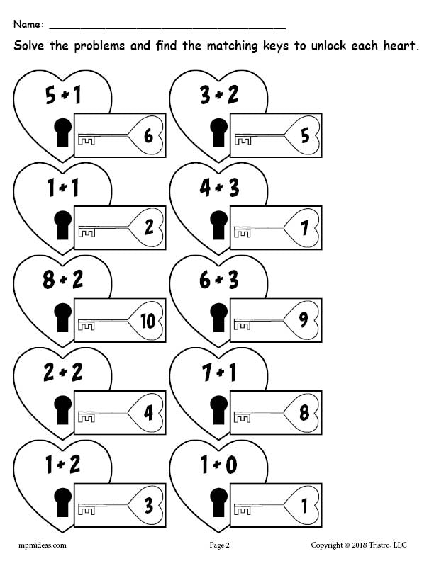 3 Printable Valentine's Day Addition Worksheets! – SupplyMe