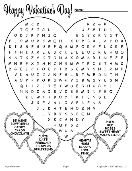 Printable Valentine s Day Word Search SupplyMe