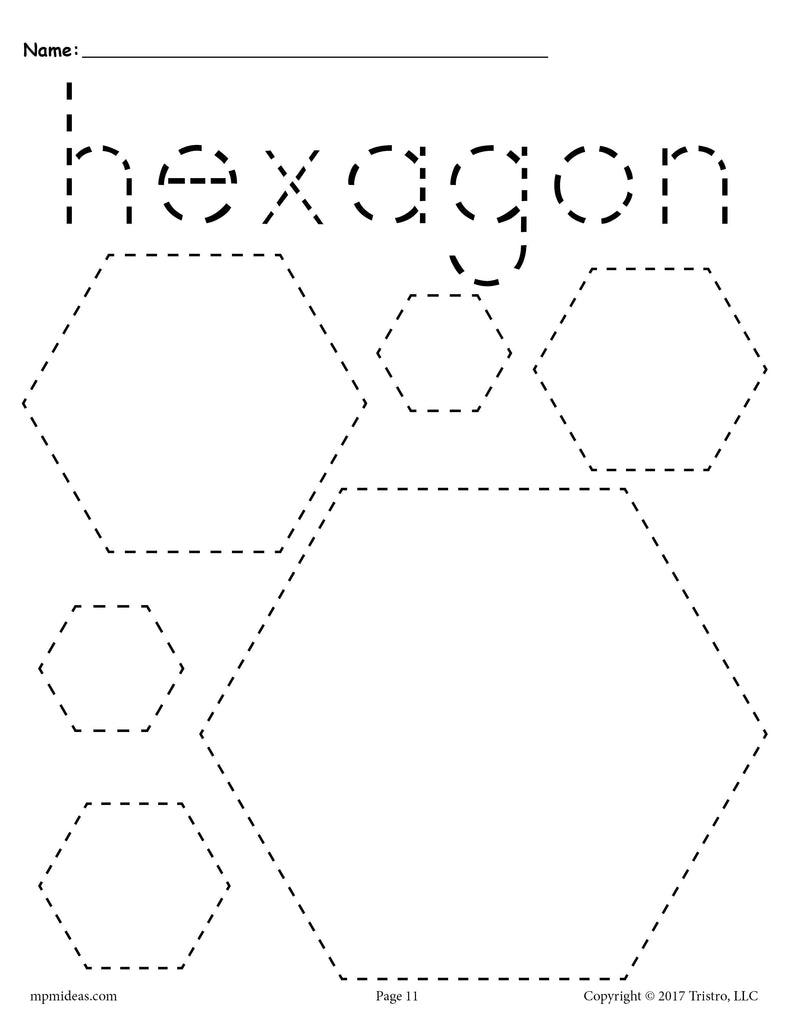 FREE Hexagons Tracing Worksheet