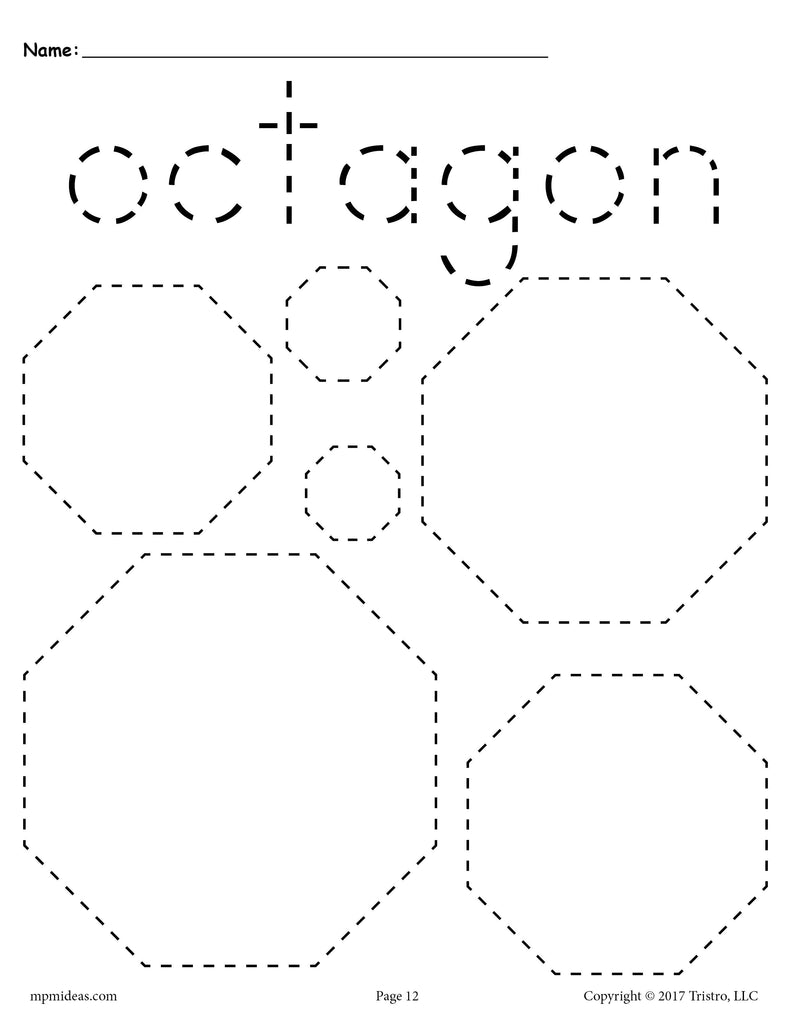 Octagons Tracing Worksheet - Tracing Shapes Worksheets – SupplyMe