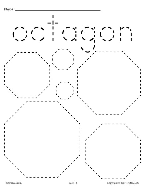 Octagons Tracing Worksheet - Tracing Shapes Worksheets – SupplyMe