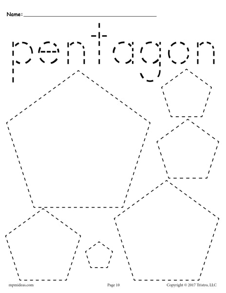 Pentagons Tracing Worksheet - Tracing Shapes Worksheets – SupplyMe