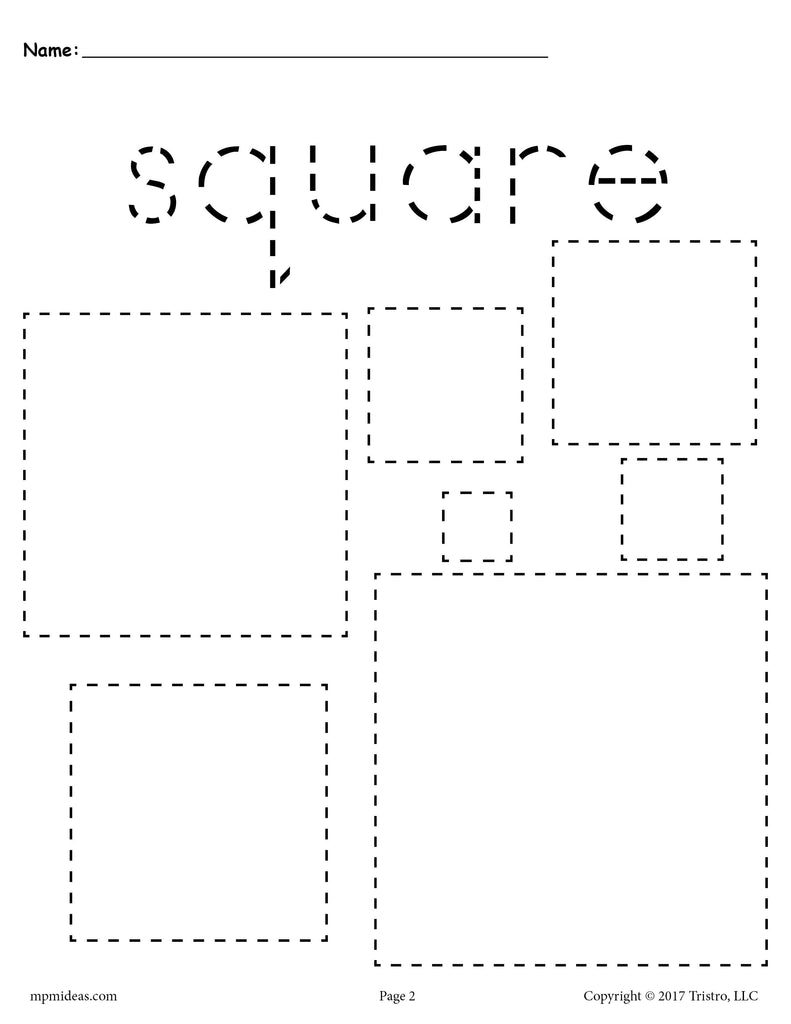 12 Shapes Tracing Worksheets Circles Squares Triangles