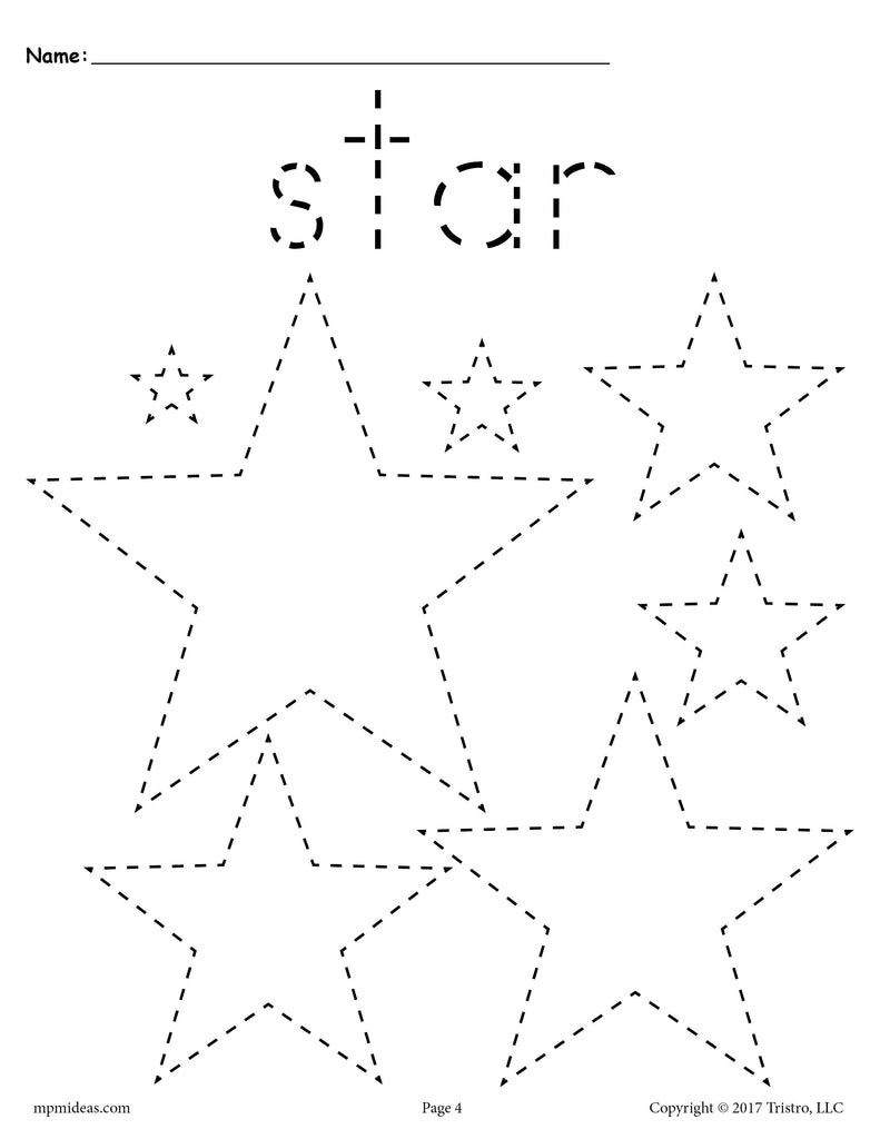 Stars Tracing Worksheet - Tracing Shapes Worksheets – SupplyMe