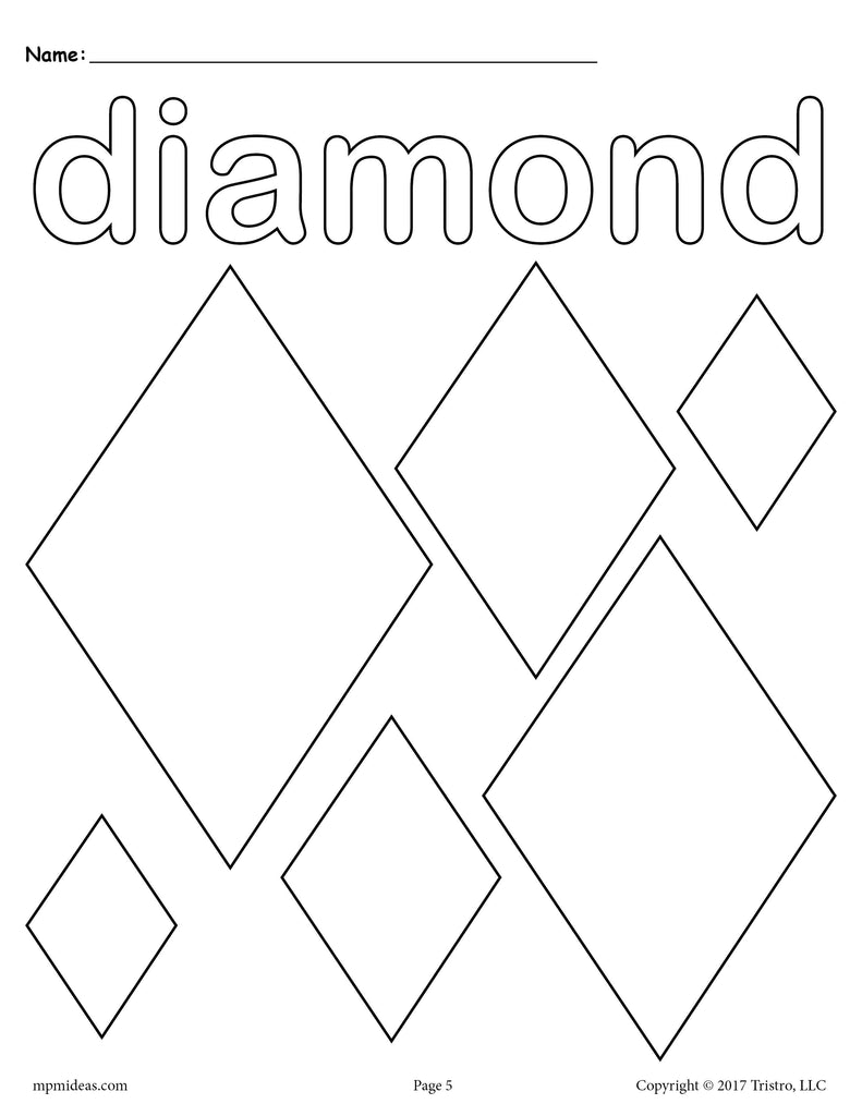 Diamonds Coloring Page - Diamond Shape Worksheet – SupplyMe