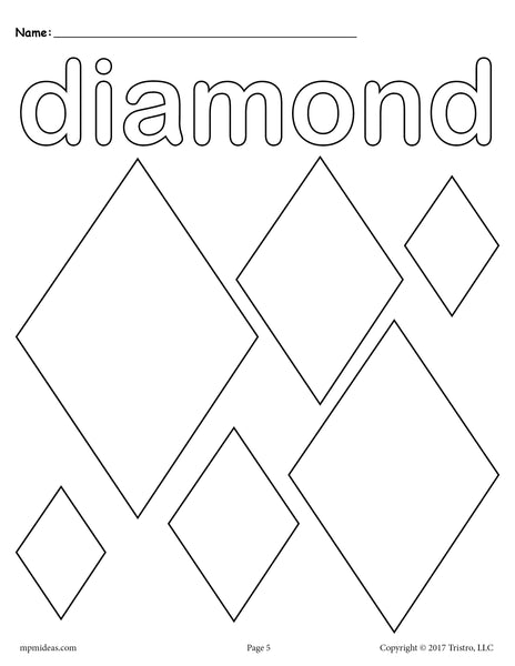 Diamonds Coloring Page - Diamond Shape Worksheet – SupplyMe