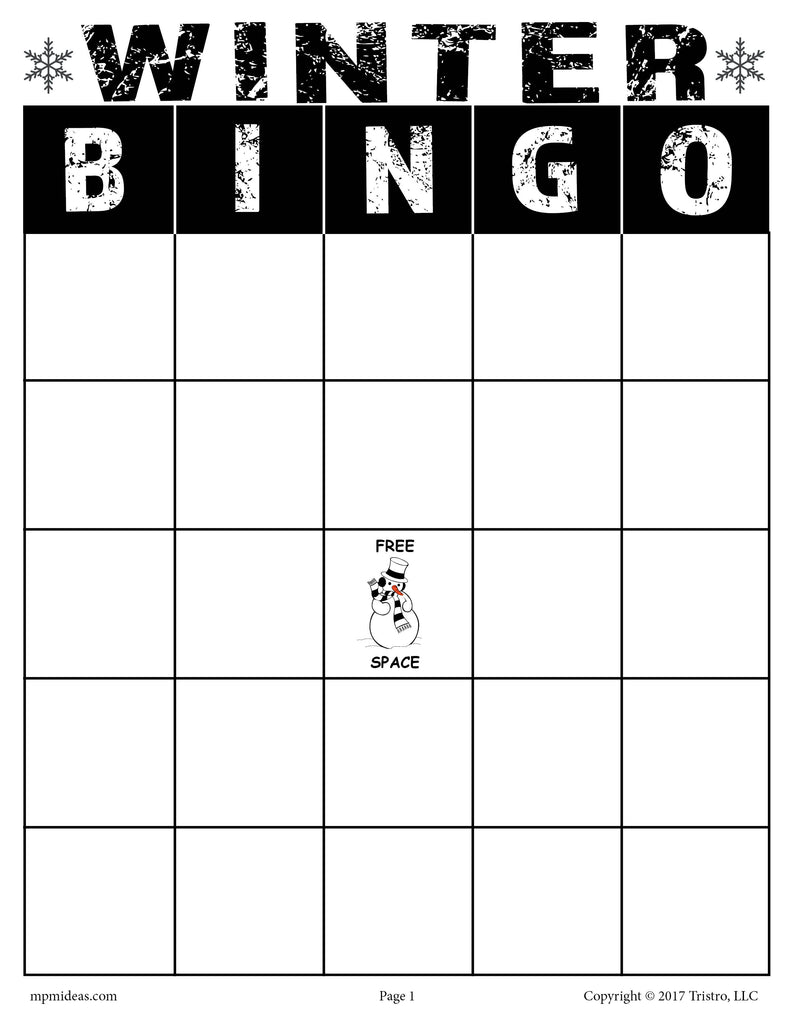 Winter Bingo Printable Game! SupplyMe