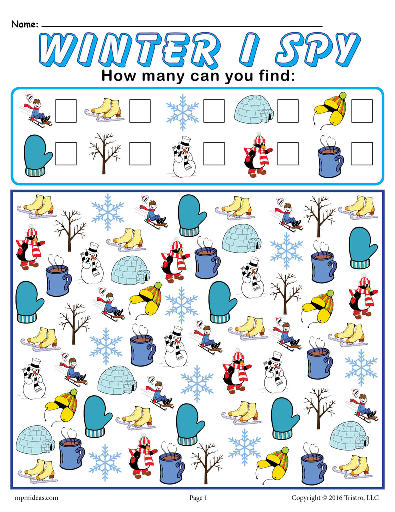 Winter I Spy - Printable Winter Counting Worksheet! – SupplyMe