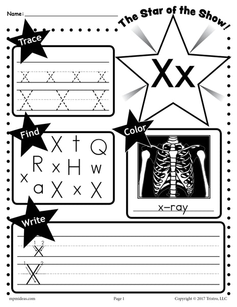 Free Find Letter X Worksheets For Kindergarten