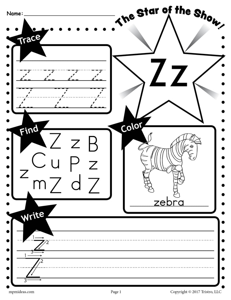 Download Letter Z Worksheet: Tracing, Coloring, Writing & More ...