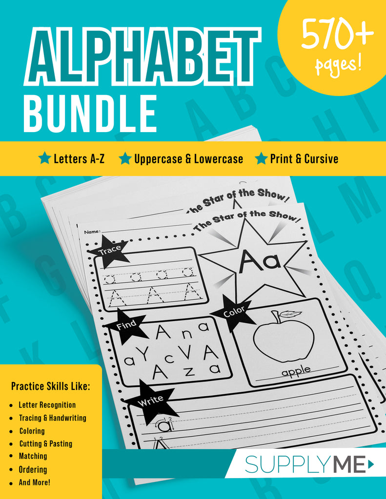 alphabet worksheets bundle 570 pages of printable alphabet activiti supplyme