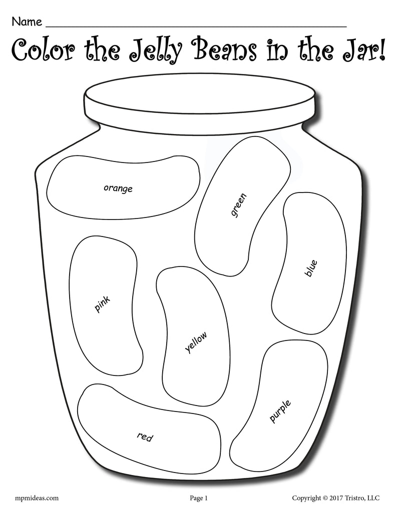 Color the Jelly Beans FREE Color and Tally Printable Worksheets