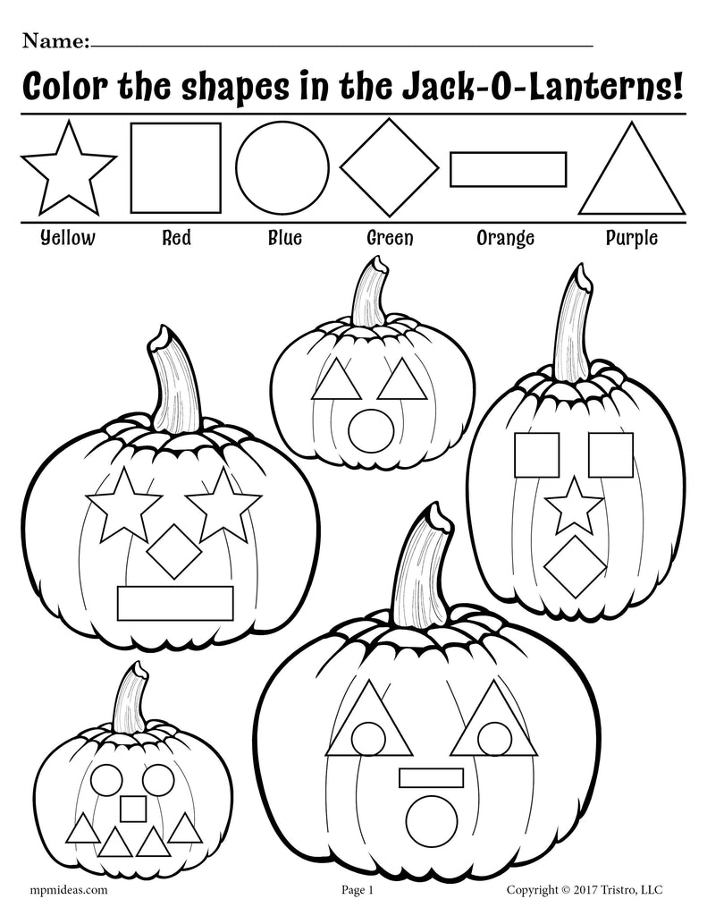 Printable JackOLantern Shapes Coloring Pages SupplyMe