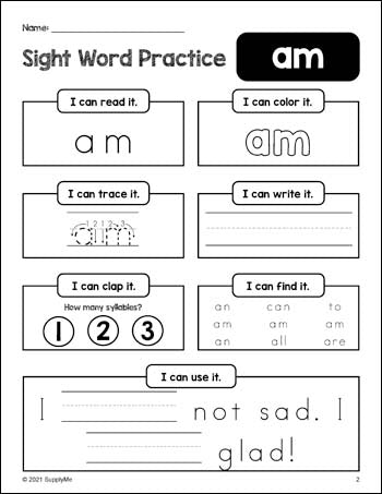 kindergarten sight words worksheets 52 pages of dolch primer sight wo supplyme