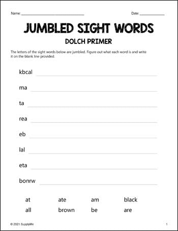 2nd Grade Dolch Sight Words Handwriting Worksheets - Mamas Learning Corner