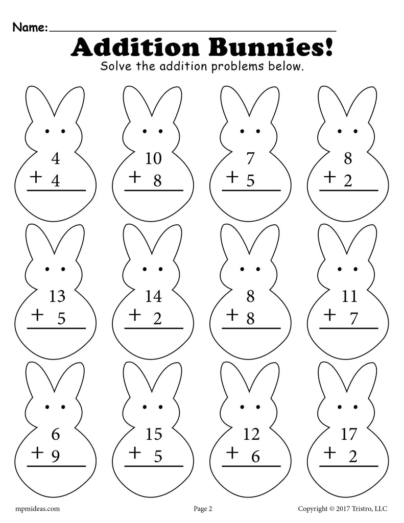 Spring Addition & Subtraction Worksheets - 3 Versions!