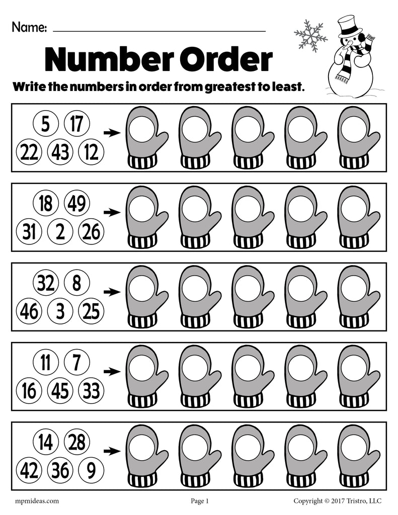 Numbers Order Above 20 Worksheet