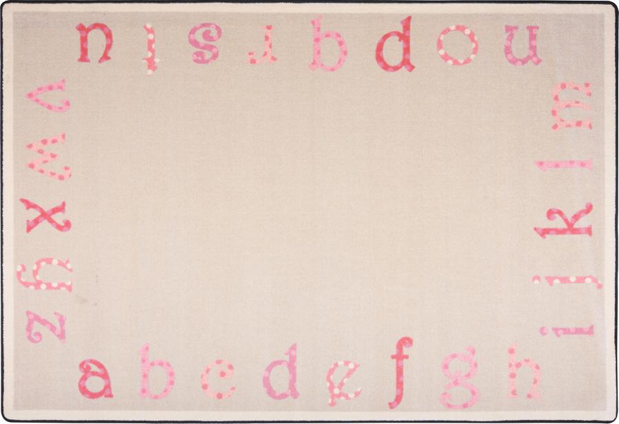 Polka Dot ABC's© Classroom Rug, 5'4" x 7'8" Rectangle Pink