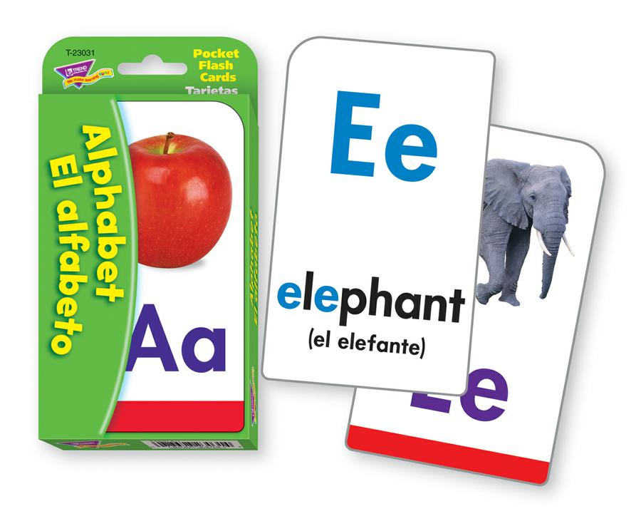 Trend Enterprises Alphabet/El Alfabeto (ENG/SP) Pocket Flash Cards | T ...