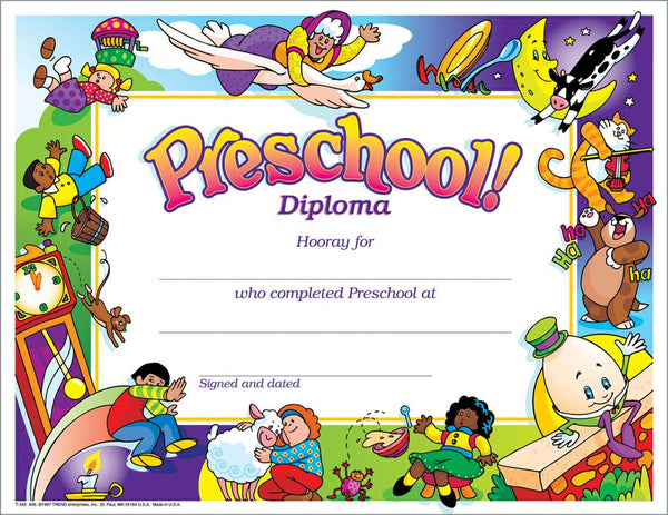 Trend Enterprises Preschool Diploma PK-K Certificates & Diplomas | T