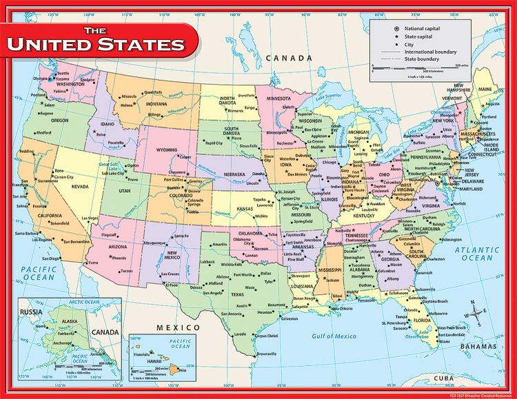 Teacher Created Resources U.S. Map Chart | TCR7657 – SupplyMe