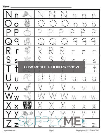 Uppercase and Lowercase Letter Tracing Worksheets Letters N-Z!